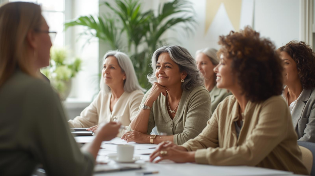 Post menopause women learning about support at work